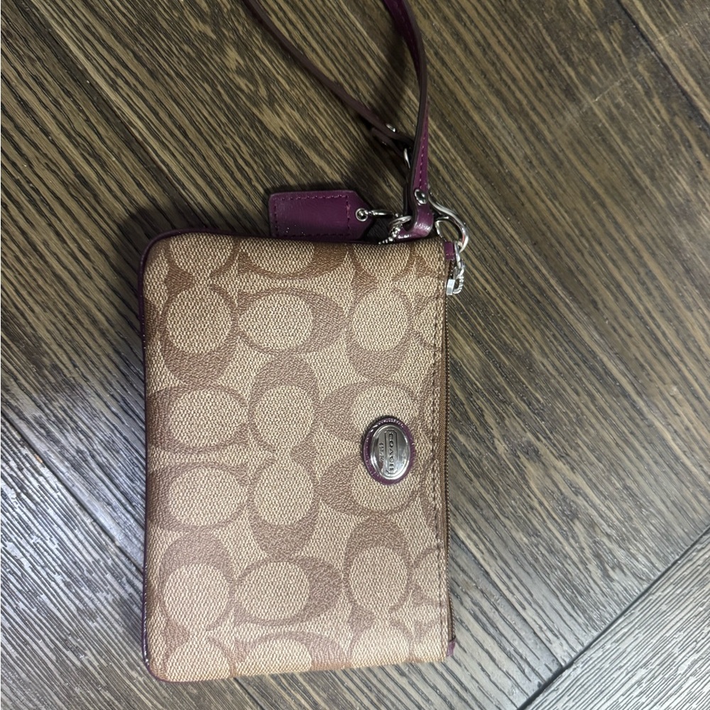 Coach Brown and Purple Wristlet